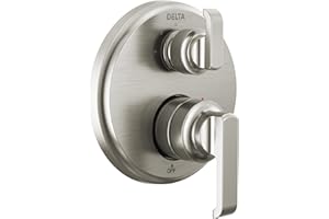 Delta Tetra Single-Function Shower Handle Trim Kit with 3-Way Integrated Diverter, Chrome Shower System Valve with Diverter, Lumicoat Stainless T24889-SS-PR (Valve Not Included)