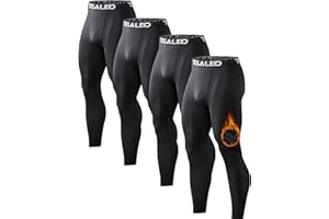 TELALEO 5 or 4 Pack Men's Thermal Compression Pants Fleece Lined Sports Tights Athletic Leggings Cold Weather Baselayer Winter Gear