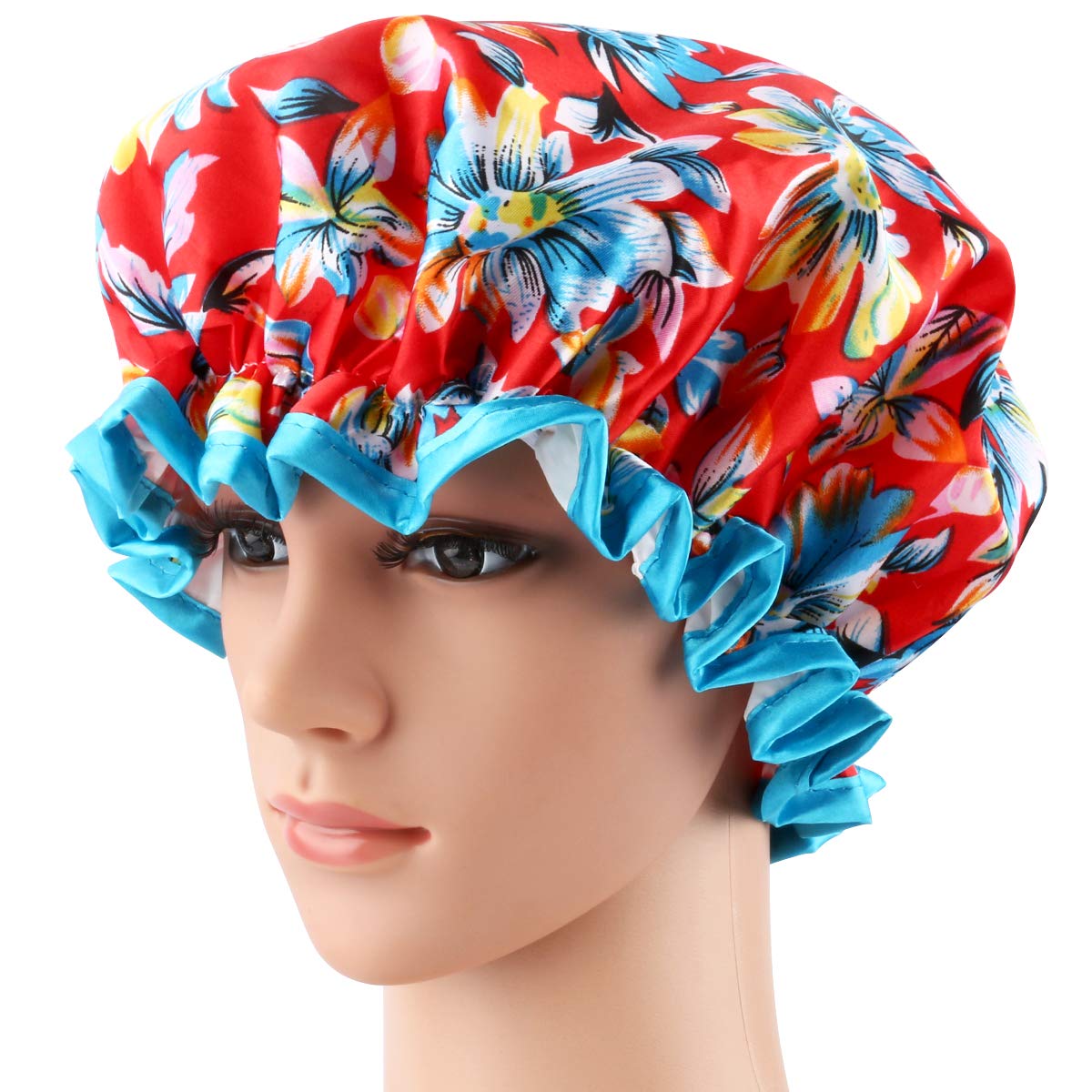 Shower Cap, ESARORA 4 PACK Bath Cap Designed for Women Waterproof Double Layer : Beauty
