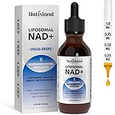NATISLAND Liposomal NAD Supplement, 1000mg NAD+ Liquid Drops for Women & Men, with Resveratrol, Urolithin A, Quercetin, CoQ10 & PQQ, for Cellular & Metabolism Health, Energy & Anti-Aging, 2 Fl Oz