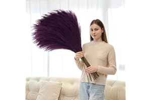 EVODIS 10 Pcs 39''/3.2FT Faux Pampas Grass Decor, Large Tall Fluffy Artificial Fake Flower, Bedroom Decor Boho Decor Pompas Floral for Vase Filler Farmhouse Home Wedding Decor (Purple)