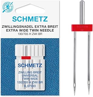 SCHMETZ Nähmaschinennadel Zwillings-Universal-Nadel 6,0/100 | 130/705 H ZWI NE 6.0 | geeignet für alle gängige Haushalts-Nähmaschinen mit Zickzackfähigkeit