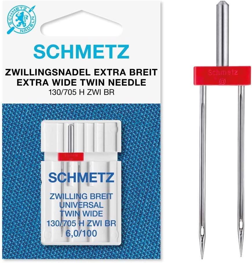 SCHMETZ Nähmaschinennadel Zwillings-Universal-Nadel 6,0/100 | 130/705 H ZWI NE 6.0 | geeignet für alle gängige Haushalts-Nähmaschinen mit Zickzackfähigkeit