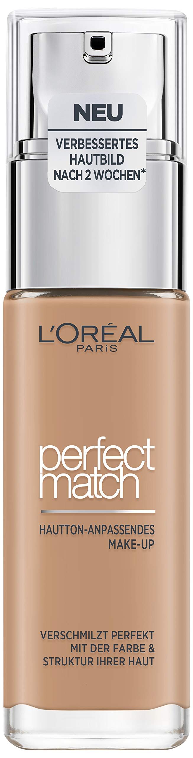 L'Oréal Paris Make Up, Liquid Foundation with Hyaluronic and Aloe Vera, Perfect Match Make-Up, No. 4.5.N True Beige, 30 ml