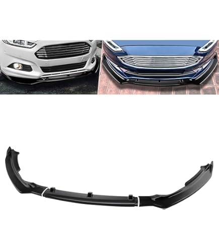 Spec-D Tuning Gloss Black Front Bumper Lip Spoiler – 3-Piece Kit For 2017-2018 Ford Fusion