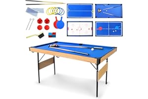Seydrey 4 in 1 Multi Game Table, Folding Portable Billiards Game Table Set with Ping Pong, Hockey, Pool, and Ringtoss, for Indoor, Game Room, Office