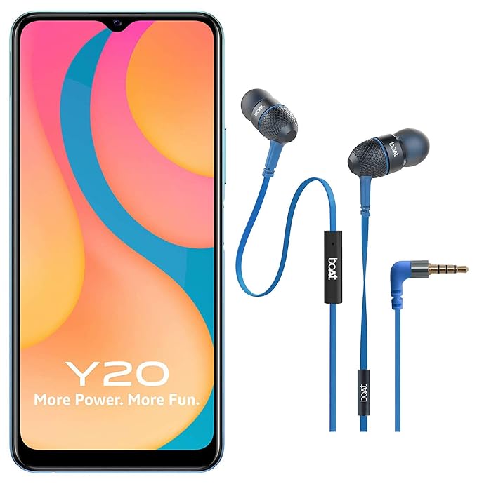 Vivo Y20 Purist Blue 4gb Ram 64gb Storage With Boat Wired Earphones Amazon In Electronics