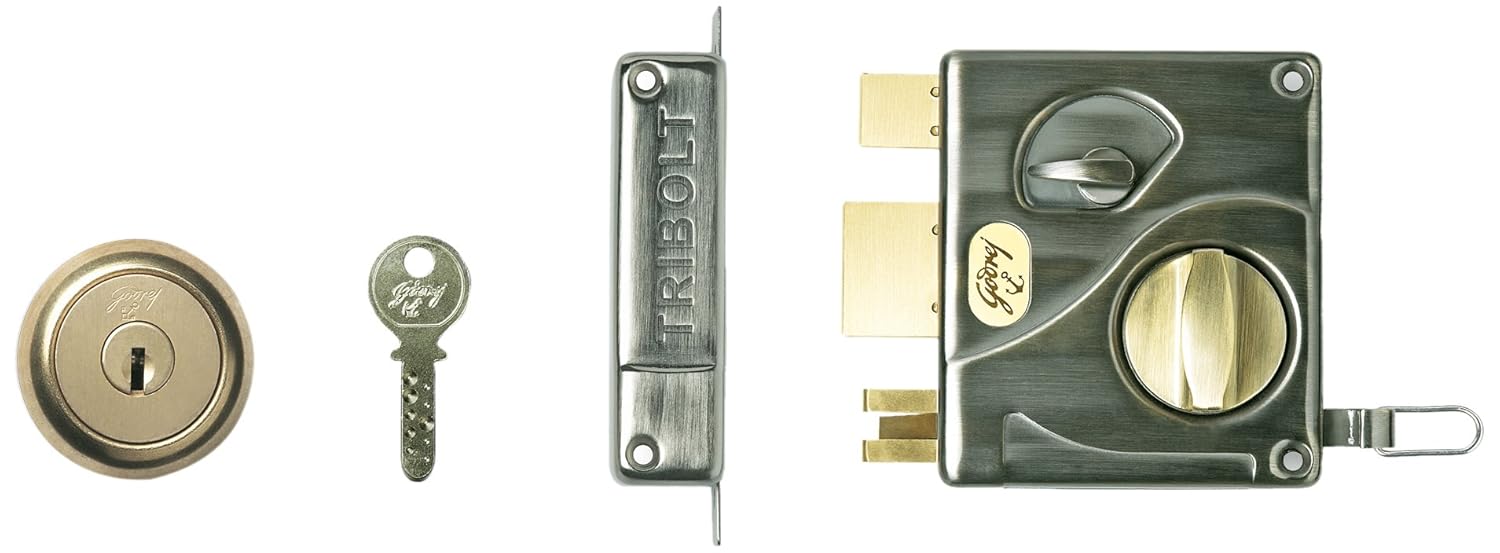 Godrej Locks Ultra Tri Bolt 1 CK Antique Brass Finish Inside Opening
