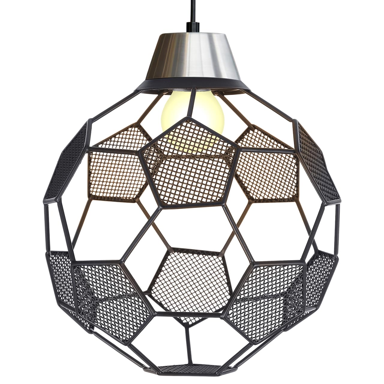 Hemobllo Football Lampshade Hollow Out Metal Lamp Shade 5.71 Inch Decorative Lamp Cover for Pendant Ceiling Lamps Ideal for Boys Room Bar Cafe Lighting