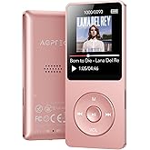 AGPTEK A02 MP3 Player with Bluetooth 5.3, 1.8 inch Screen Portable Music Player with Speaker, FM Radio, Voice Recorder, Supports Expanded Up to 128GB(Rose Gold, 32GB)