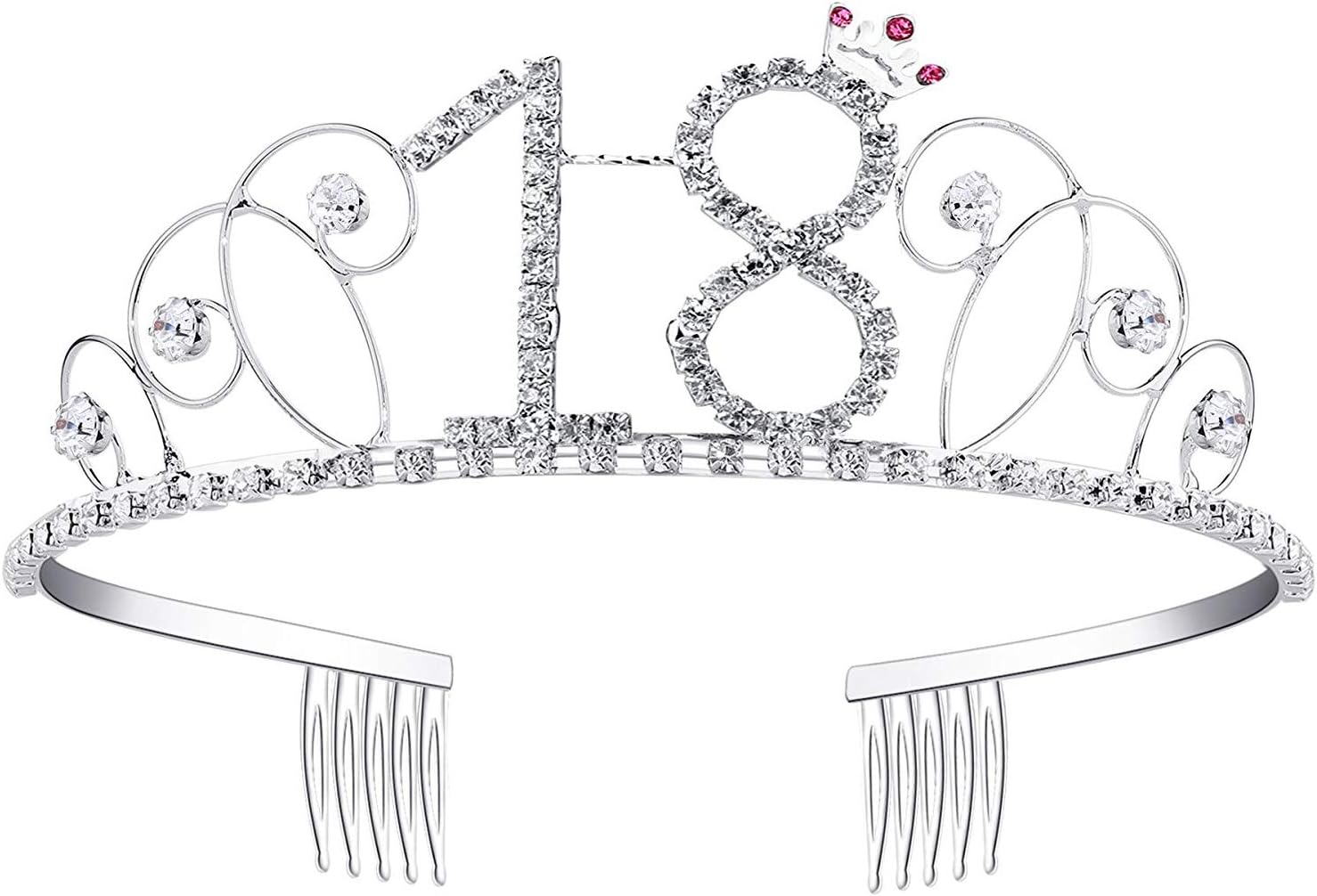 Ouinne Diademe Anniversaire Couronne Joyeux Anniversaire 16 Ans Strass Cristal Argent Diademes Femme