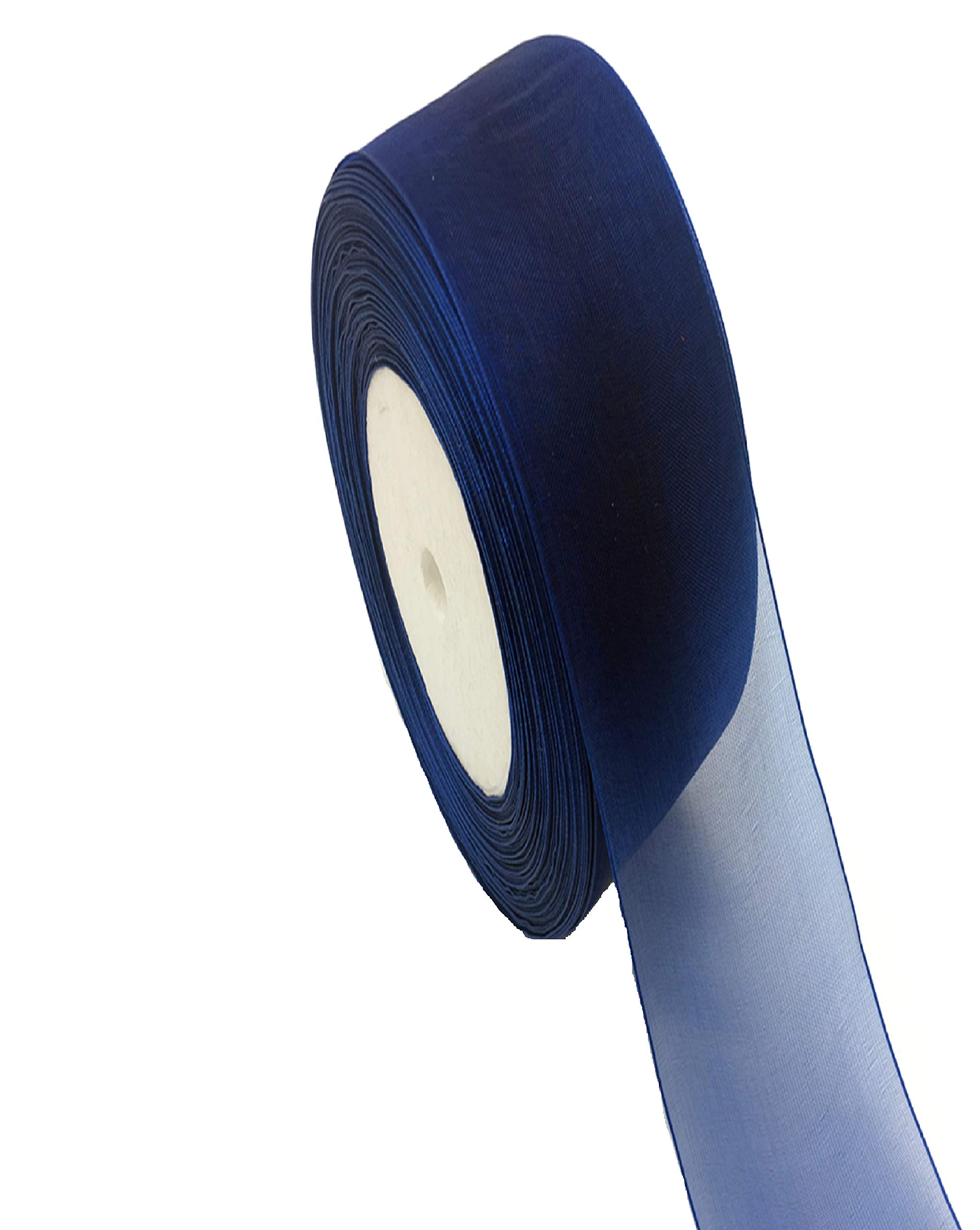 20mm Organza Ribbon 44 Mtrs Gift Wrap Ribbon, Ribbons for Gift Wrapping, Christmas Ribbon, Gift Wrapping Ribbon for Crafting, Wedding Party Decor (Navy Blue)
