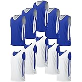 10 Pack Youth Boys Reversible Mesh Performance Athletic Basketball Jerseys Blank Team Uniforms for Sports Scrimmage Bulk