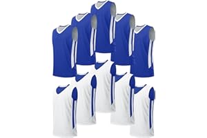 LIBERTY IMPORTS 10 Pack Youth Boys Reversible Mesh Performance Athletic Basketball Jerseys Blank Team Uniforms for Sports Scrimmage Bulk