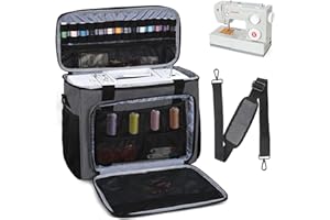 ITHWIU Sewing Machine Carrying Case with Multiple Storage Pockets for Accessories, Universal Tote Storage Bag Compatible with Most Standard Singer, Brother, Janome,Grey
