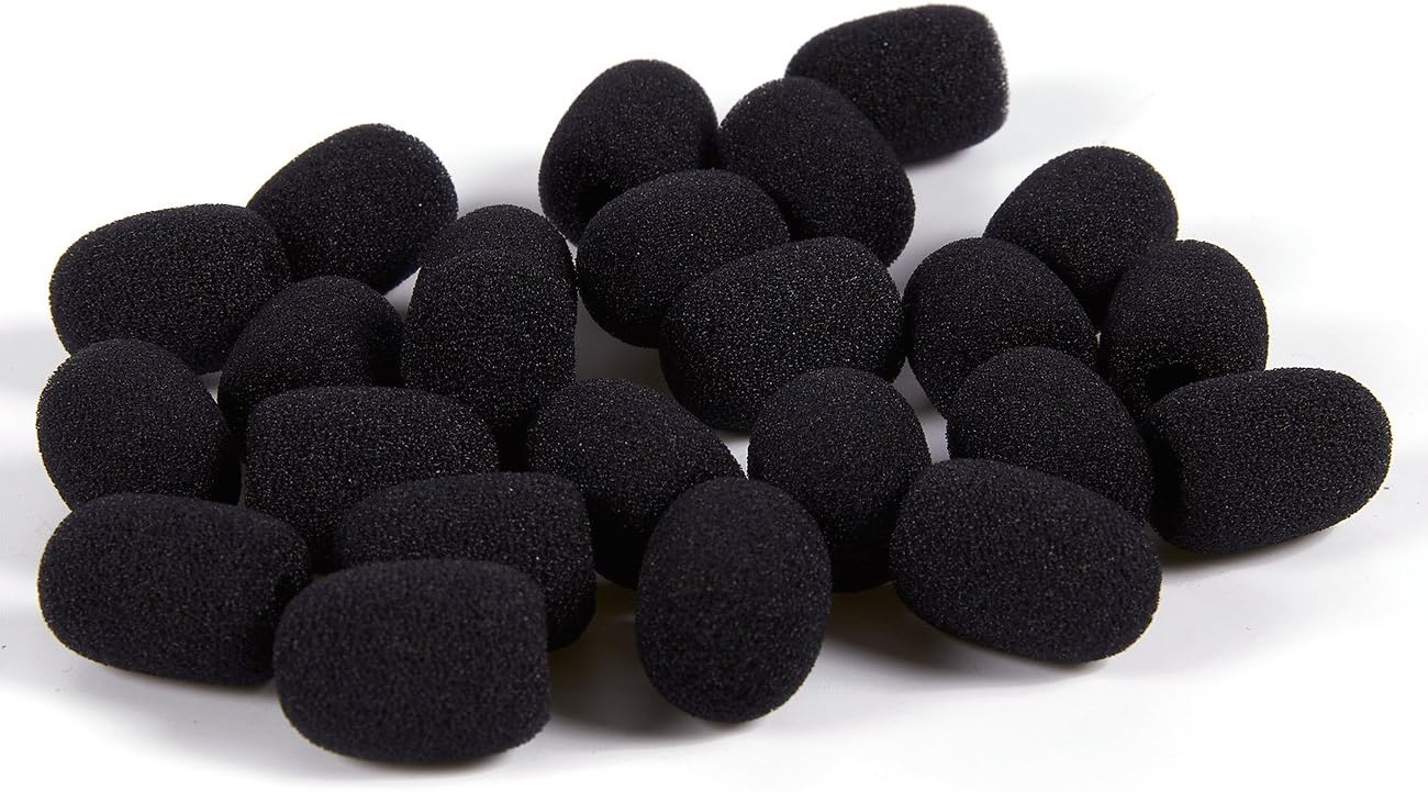 Mini Microphone Windscreens – 24-Pack Microphone Foam Cover for Lapel, Lavalier, and Headset Microphones, Black: Musical Instruments