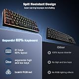 Snpurdiri 60% Wired Gaming Keyboard 61 Keys RGB Backlit QWERTY Black view 6