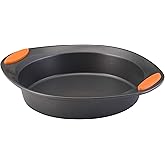 Rachael Ray Yum -o! Nonstick Bakeware Baking Pan With Grips / Nonstick Cake Pan With Grips, Round - 9 Inch, Gray