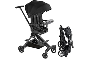 KNOIER Umbrella Stroller for Toddlers 1-3, Ultra Compact Lightweight Infant Stroller Travel Stroller with Snack Tray, Bassinet Mode, Fold 3-Position Recline, Extra Large Storage Basket