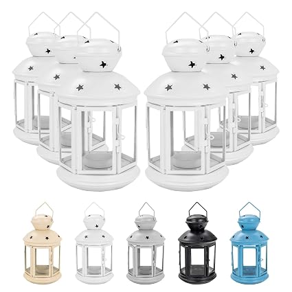 White Glass And Steel Hanging Garden Lantern Or Tea Light Holder