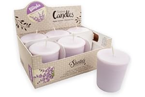 SHORTIE'S CANDLE COMPANY Pure English Lavender Soy Votive Candles - Scented with Essential & Natural Oils - 6 Purple Natural Votive Candle Refills - Flower & Floral Collection