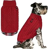 KYEESE Dog Sweater Soft Pullover Dog Sweaters for Small Dogs Girl Warm Turtleneck Small Dogs Sweater with Gingham Patchwork Stretchy Knitwear Cat Clothes Comfy Pet Coat for Fall Winter Cold Weather