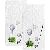 ZHIMI Hand Bath Towels for Bathroom Set of 2 Golf Elements Set Flag Grass Fingertip Towel Water Absorbent Soft Polyester for Kitchen Gym Spa Face Salon 30x15Inch