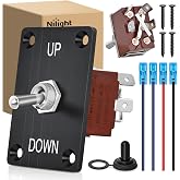 Nilight Up Down Reverse Polarity Toggle Switch 12V 30A Momentary 4Pin DPDT | w/Mounting Panel Weatherproof Cap 3 Position for RV Jack Switch for Motor Control