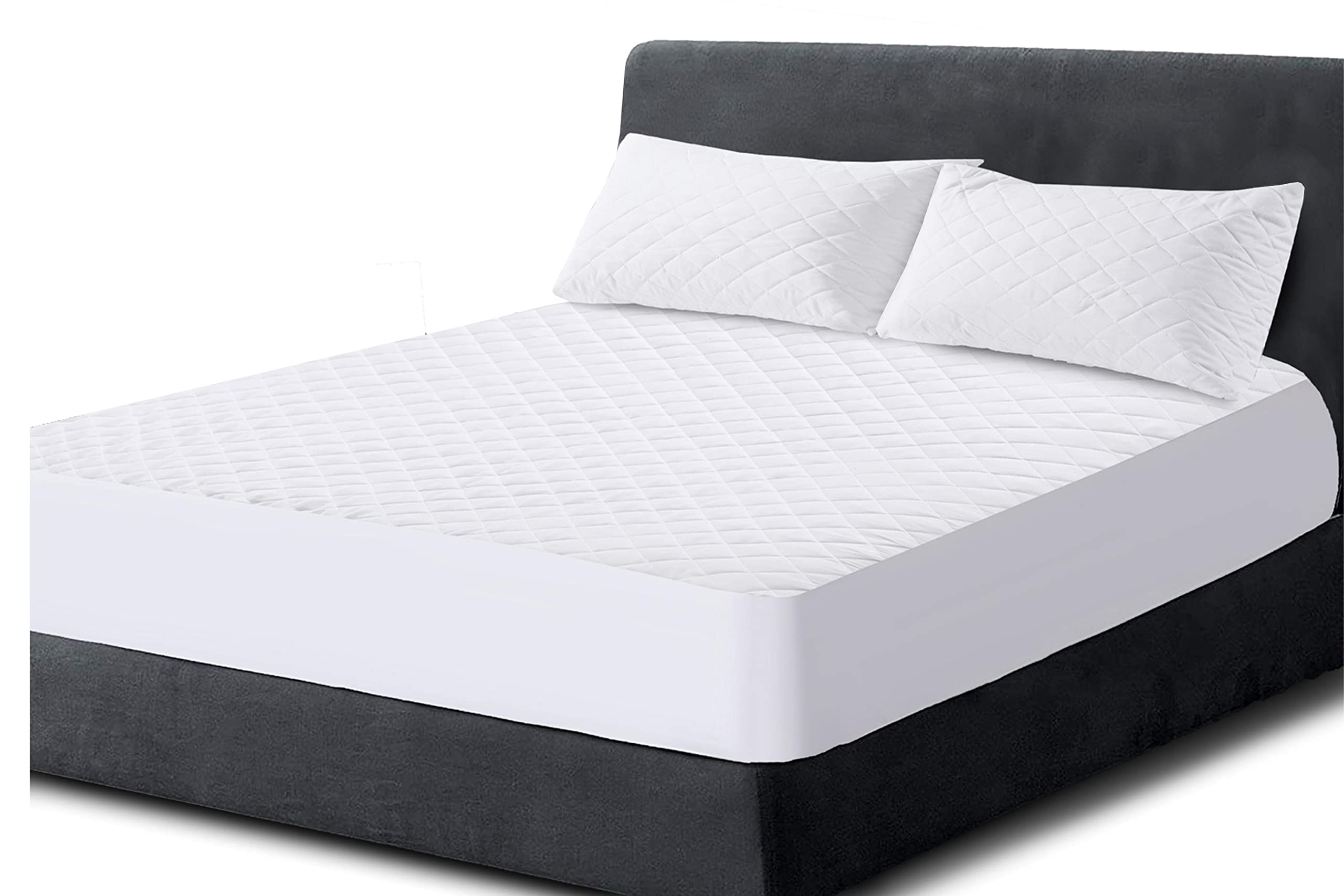 Poly-Cotton Quilted Mattress Protector Microfiber Fitted 30cm Deep Skirt Soft Touch for Extra Comfort Non Noisy Hotel Quality Anti-Allergy & Breathable (Cot Bed 70cmx140cm(30CM DEEP))