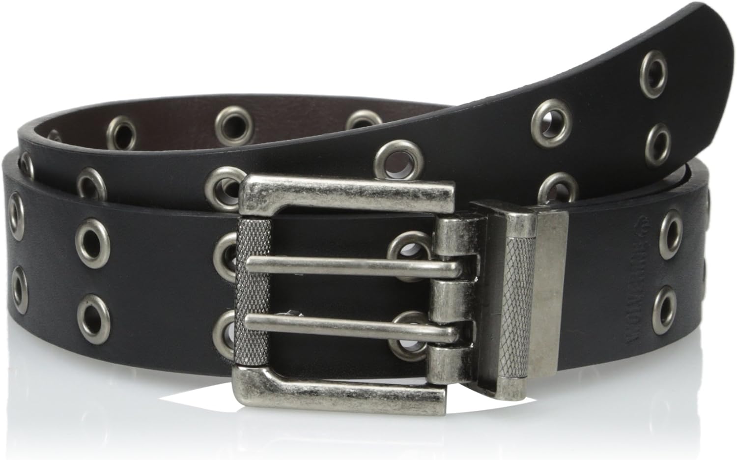 WOLVERINE Men's Leather Reversible Black/Brown Grommet Belt With Double