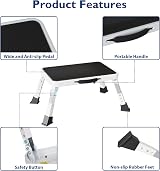 BONTEC 3 Level Adjustable Folding Step Stool White Anti Slip 150kg view 4