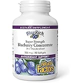 Natural Factors Super Strength Blueberry Concentrate 500 mg, 90 Softgels | 36:1 Blueberry Concentrate with Anthocyanins to Support Healthy Vision, Memory, Cognitive Function &amp; Antioxidant Activity*