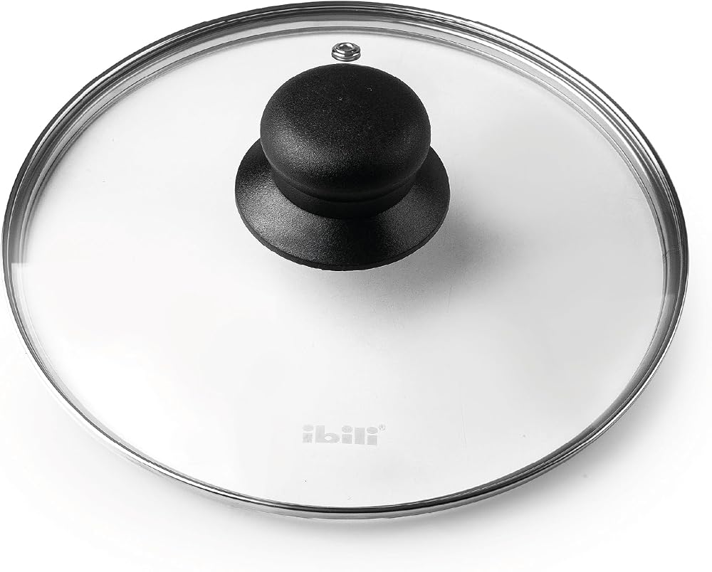 Ibili Stainless Steel Vented Lid 18cm for Pots - Silver & Black Glass