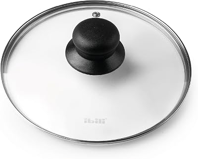 Ibili Stainless Steel Vented Lid 18cm for Pots - Silver & Black Glass