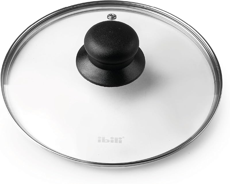 Ibili Stainless Steel Vented Lid 18cm for Pots - Silver & Black Glass