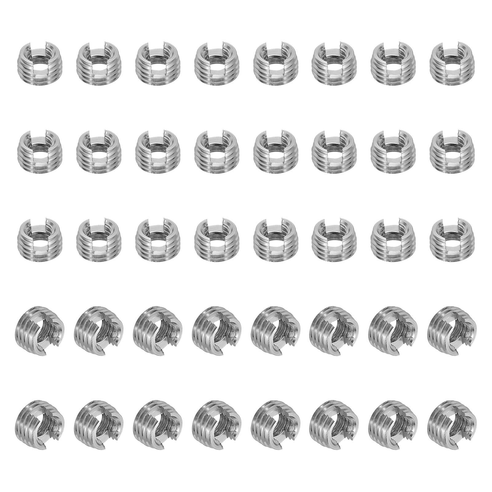 PATIKIL Self-Tapping Threaded Inserts, 40 Pcs M4 x M6.5 x 4mm 303 Stainless Steel Thread Adapter Reducer Slotted Screw Repair Inserts Nuts Sleeve