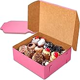 Fit Meal Prep [25 Pack] Pink Bakery Boxes 8x8x4 Pastry Box for Cupcakes, Desserts, Cookies, Candies Ideal Packaging for Bakeries and Home-made Baked Goods, Favors, and Gifts