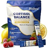 Cortisol Calm Drink Mix with Magnesium Glycinate Powder, L-Theanine, Vitamins, and Ashwagandha for Relaxation & Focus | Adaptogen Drink & Cortisol Support | 30 Packets (Raspberry & Lemon Flavor)