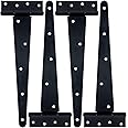 HLMOptimo Heavy Duty T Hinge Tee Hinge T Strap Hinge Shed Hinge Gate Hinge Barn Hinge Fence Hinge Door Hinge Wrought Rustproof All Size Black (4 pcs, 12 inch)