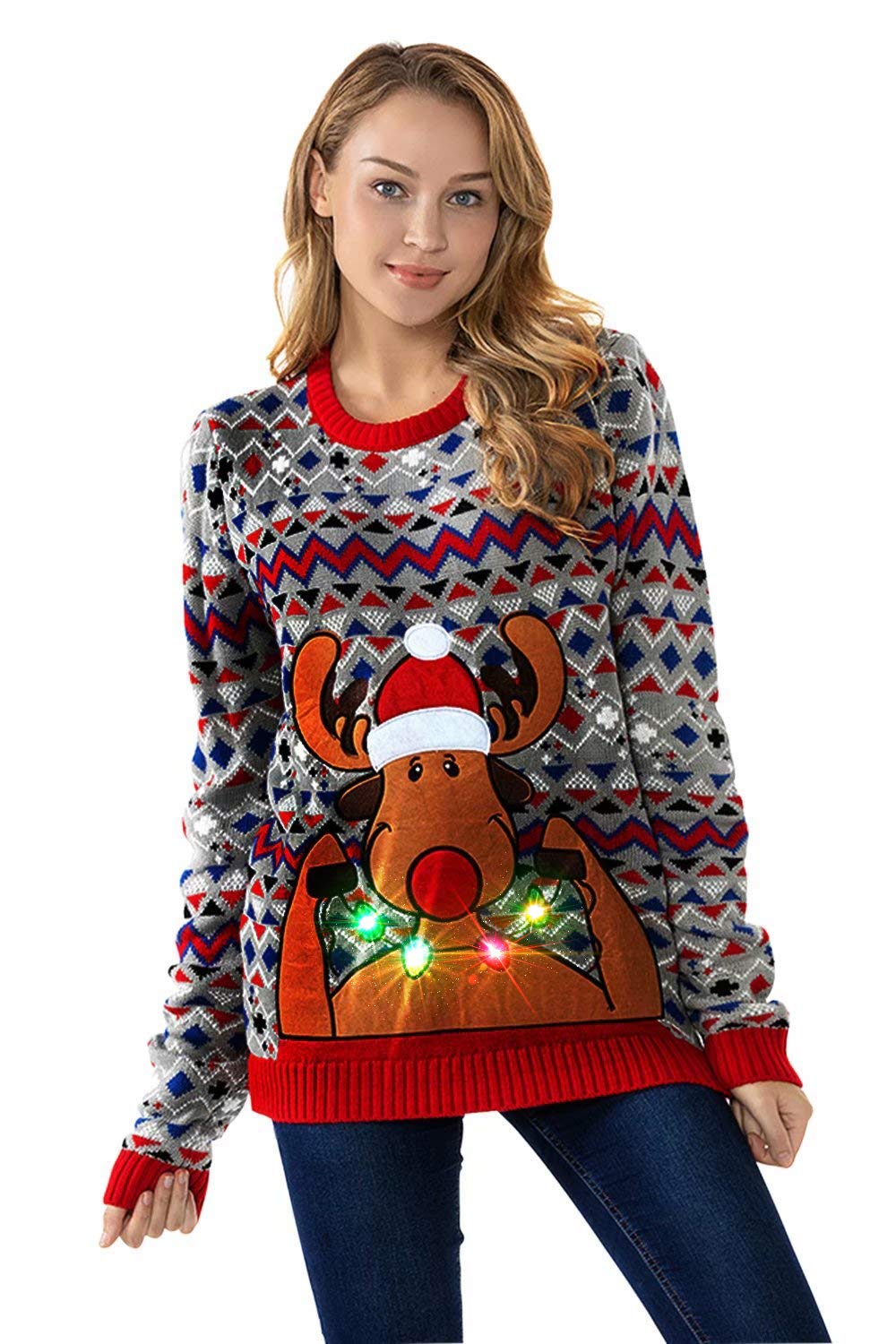 Buy Women's Ugly Christmas Jumper Led Light Up Funny Pullover Sweater  Online at desertcartAntigua and Barbuda