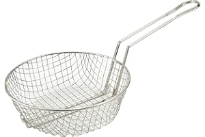 Winco Culinary Basket, 10-Inch Diameter, Coarse Mesh, Medium, Nickel