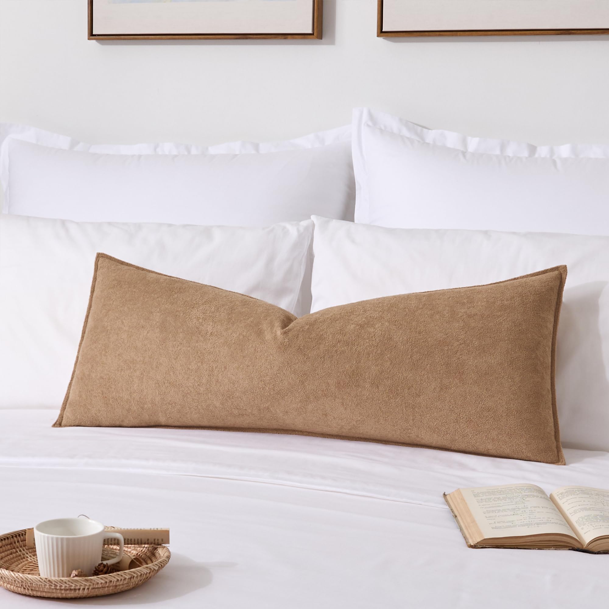 Photo 1 of Kevin Textile 14x36 Inch Long Lumbar Cover 1 Pack Soft Boucle Textured Decorative Waterproof Rectangle Cushion Elegant Accent Pillows for Couch Sofa Chair Bed Home Decor Indoor Outdoor Camel