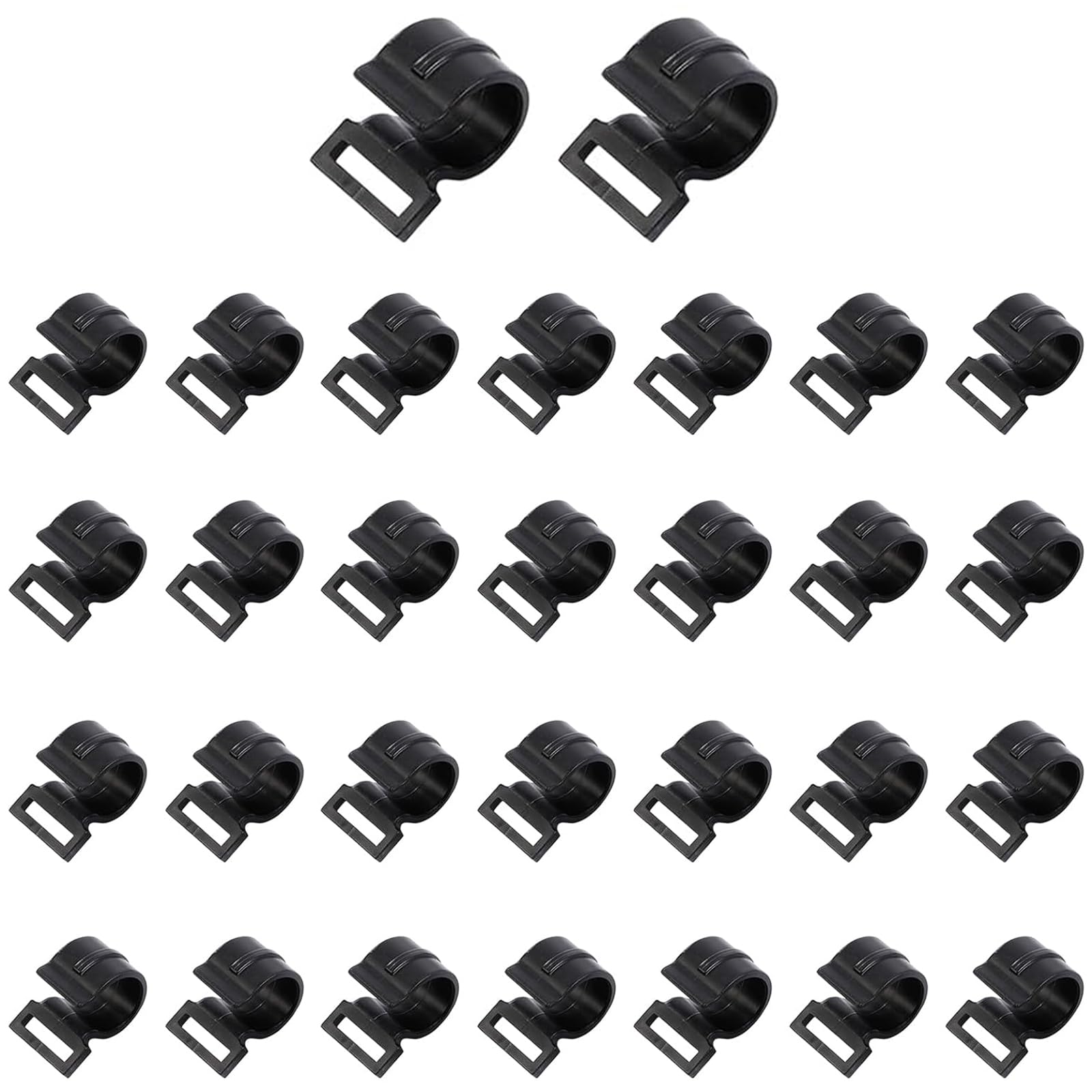 Leliafleury 30Pcs Tent Pole Clips 19mm Plastic C Clamps Tent Pole C Clips for Outdoor Camping Sunshade Canopy Tent Poles, Black
