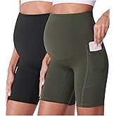 POSHDIVAH Maternity Shorts for Women Over Belly Biker Summer Pregnancy Workout Yoga Active Running Short Leggings 5"/8"