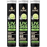 Auric Liv365 Liver Detox Supplement 60 Tablets | Lemon Flavour Advanced Herbal Formula for Liver Health, Detox & Cleansing