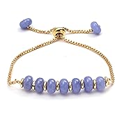 Gempires Natural Roundelle Beads Bracelet, 14k Yellow Gold Plated Handmade Jewerly, Adjustable Bracelets For Women