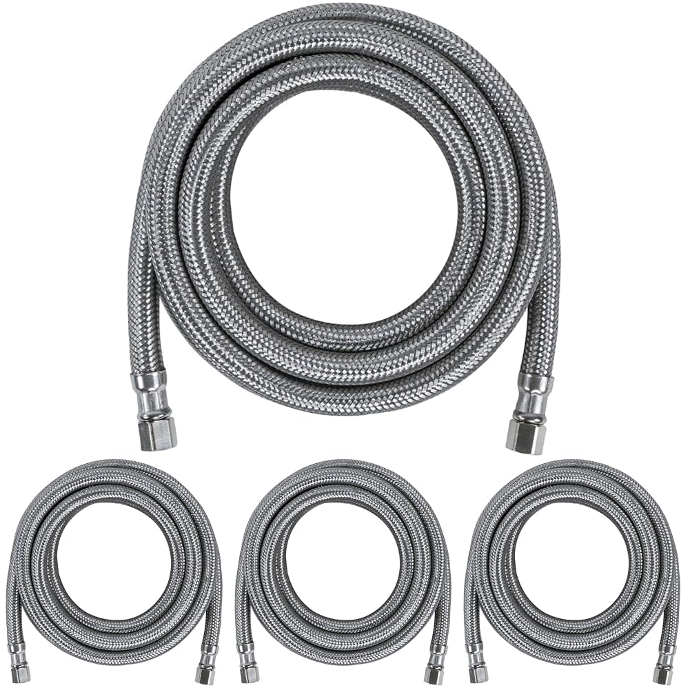 Certified Appliance Accessories Ice Maker Water Line, 10 Feet, PVC Core with Premium Braided Stainless Steel (Pack of 4) Image