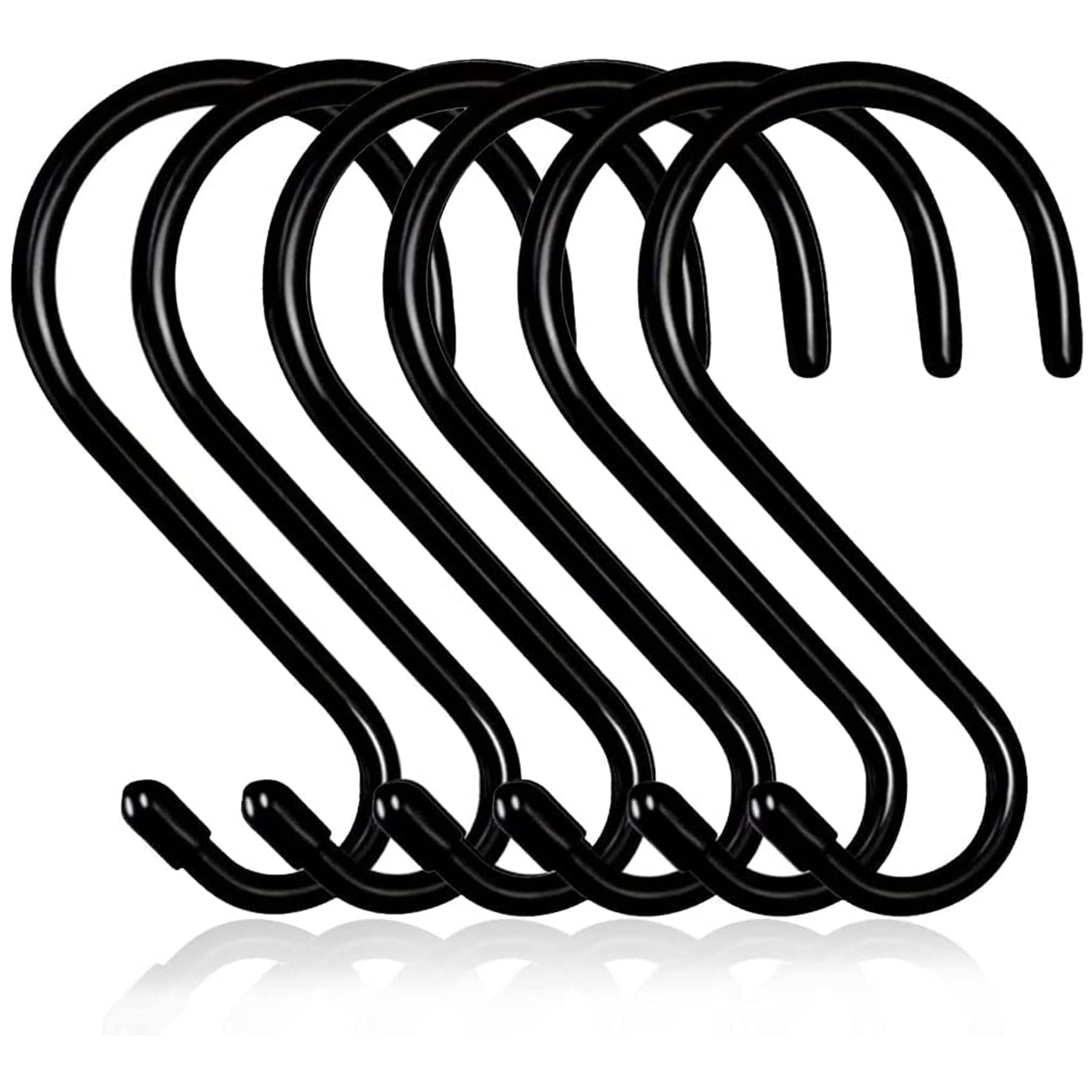 Baoswi 10 Pack Large Heavy Duty S Hooks 15 cm Black Rubber Coated Metal S Hook for Hanging, Non Slip Vinyl Coated Closet S Hooks Anti-Rust Hooks for Kitchen Bathroom Bedroom Office — image 1
