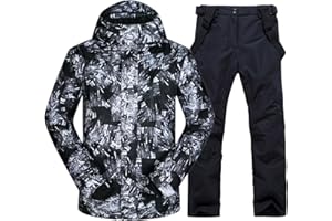 GS SNOWING Men's Winter Windproof Waterproof Snowsuit Snowboard Jacket and Ski Pants for Snow Sport