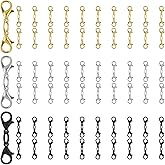 60PCS Double Lobster Clasp Extender Lobster Clasp and Closures Double Claw Connector Bracelet Necklace Extender Jewelry Converters Connector for DIY Jewelry Making(3 Colors)
